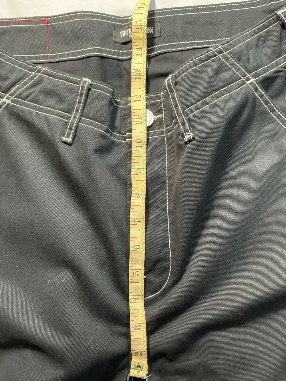 True Religion Men’s Black Slim Straight Jeans with White Contrast Stitching - Picture 6 of 15